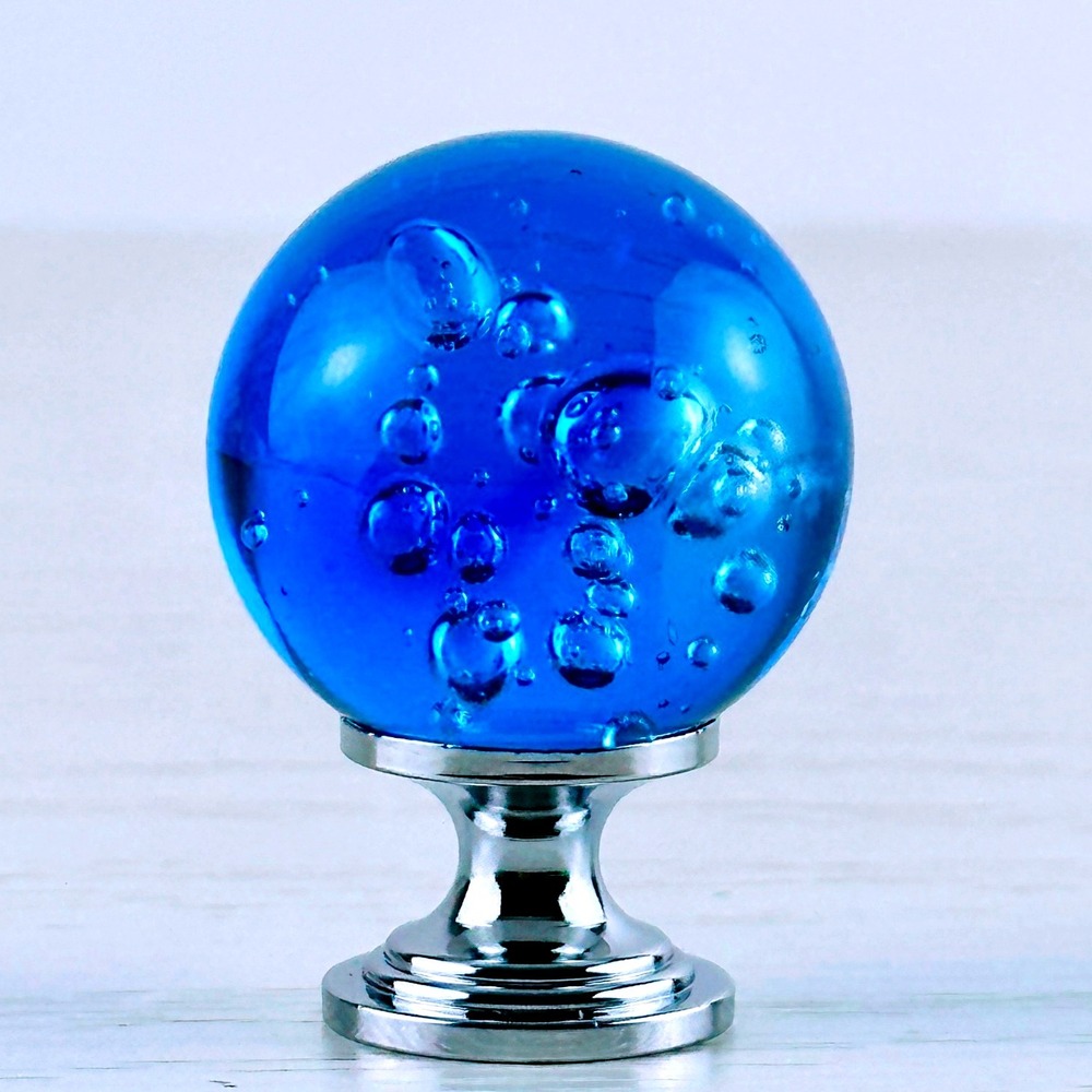 Brainerd 1-1/4 in Blue Bubble Glass Cabinet Knobs Pack 20 - Drawer Pulls